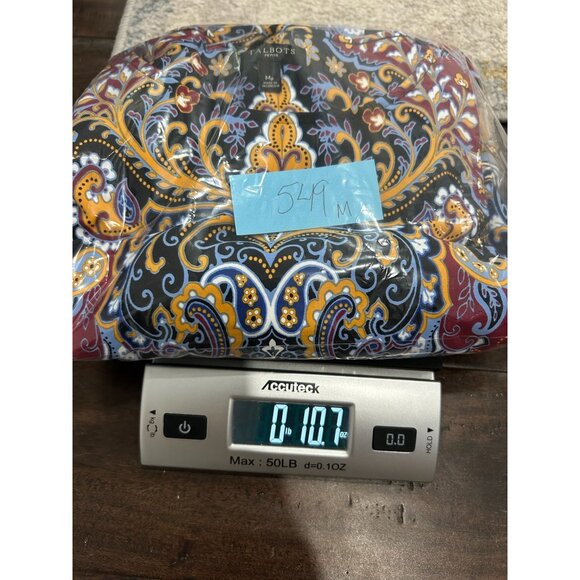 Talbots 3/4 Sleeve Jersey Paisley Shift Dress Multicolor Sz Medium Petite Boho - Picture 13 of 13